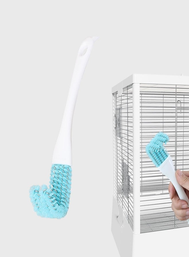 YOOSO WING Stainless Steel Bird Cage Cleaner with Long Handle - Dual Head Brush & Scraper for Parrot Cages, Perch Cleaning Tool-Durable Cage Cleaning Tool & Accessory (1, Blue) - Image 1